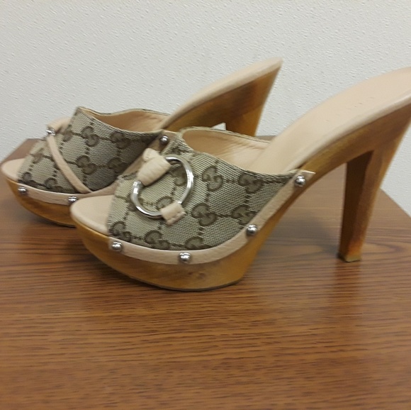 Gucci Horsebit Wood Wooden Platform Clogs - Picture 2 of 5